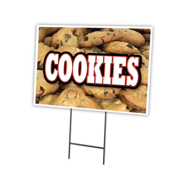 Cookies Yard Sign & Stake outdoor plastic coroplast window, C-1824 Cookies